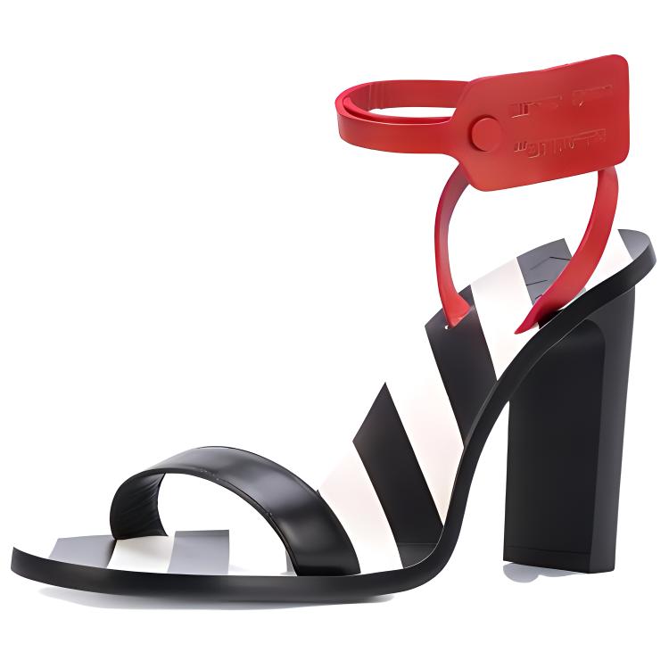 Off-White Open-Toe High Heel Leather Sandals Women Sandals Black White Red OWIA140R19D310161000
