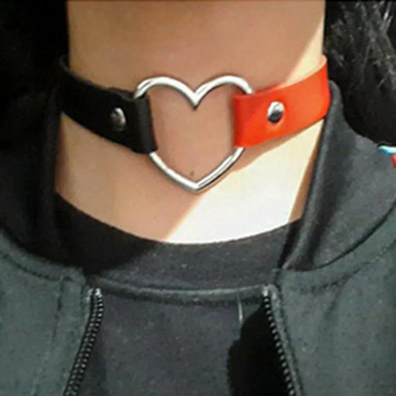 

Vintage Fashion Sexy Heart Charm Gothic Collar Necklace Gothic Heart Lock Harajuku Women Gift Black Leather Punk Choker Necklace 40cm resizable