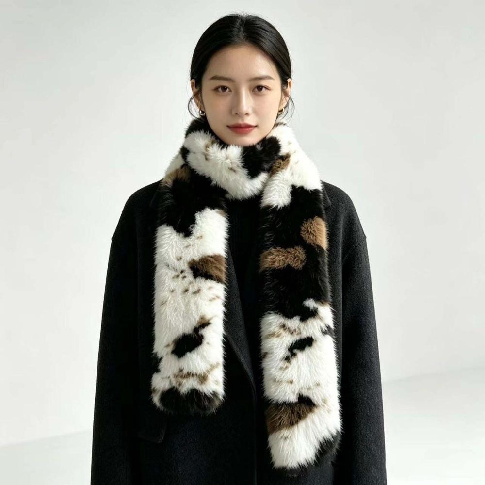 Skin Friendly Winter Faux Fur Scarf Soft Texture Long Fluffy Muffler  Outdoor Skiing