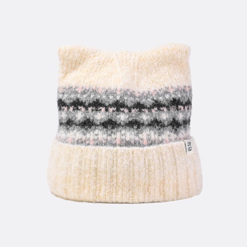 Jacquard Cat Ear Knitted Hat Women's Autumn Winter Warm Wool Hat Cashmere Ear Protection Hat