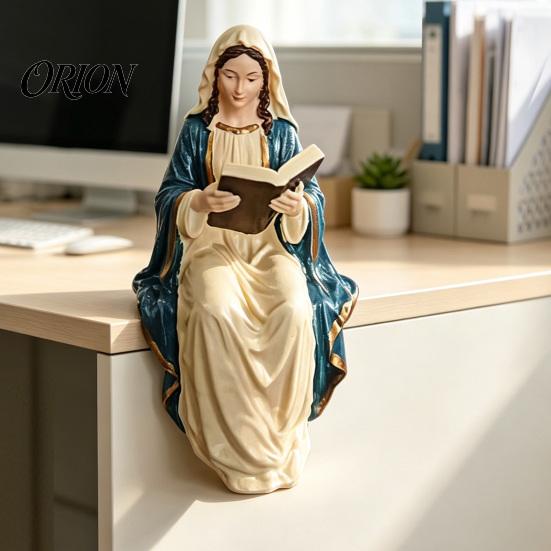 Holy Spirit Home Decorations Jesus and Virgin Mary Reading Bookshelf Figurines, Religious Sitter Statues, Christian Gift for Pastor Church Members