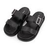 Comfortable Black Mules with Silver Buckle and Double Strap Woman US POLO