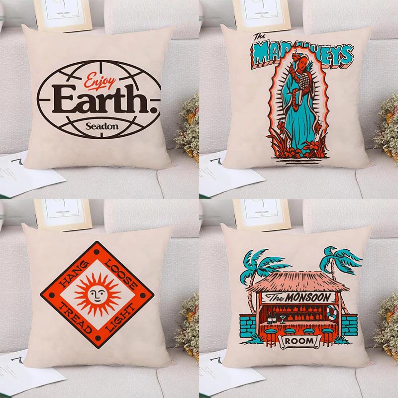 

Retro Decorative Pillowcases Living Room Office Home Pillowcases Car Ornaments 40x40cm