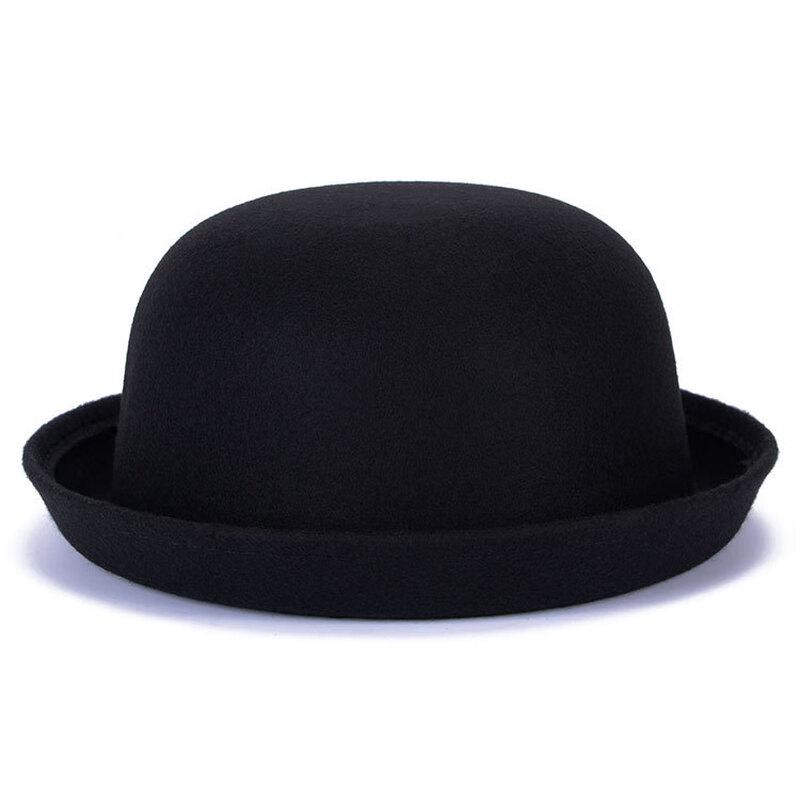 ZHENYUEQI Parent-Child Imitation Wool Felt British Round Top Hat