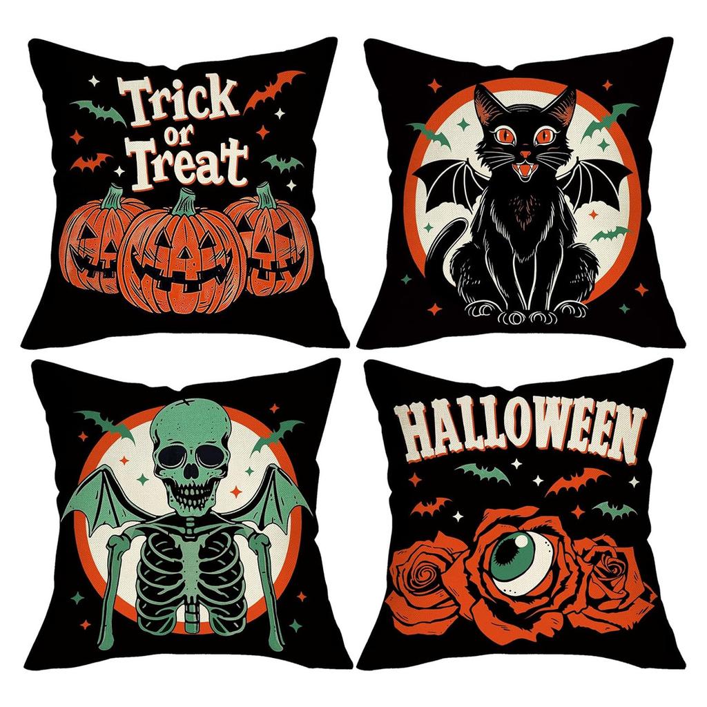 Halloween Pumpkin Skeleton Pillow Festival Home Party Decoration Living Room Sofa Cushion Bedroom Bedside Pillow Cover