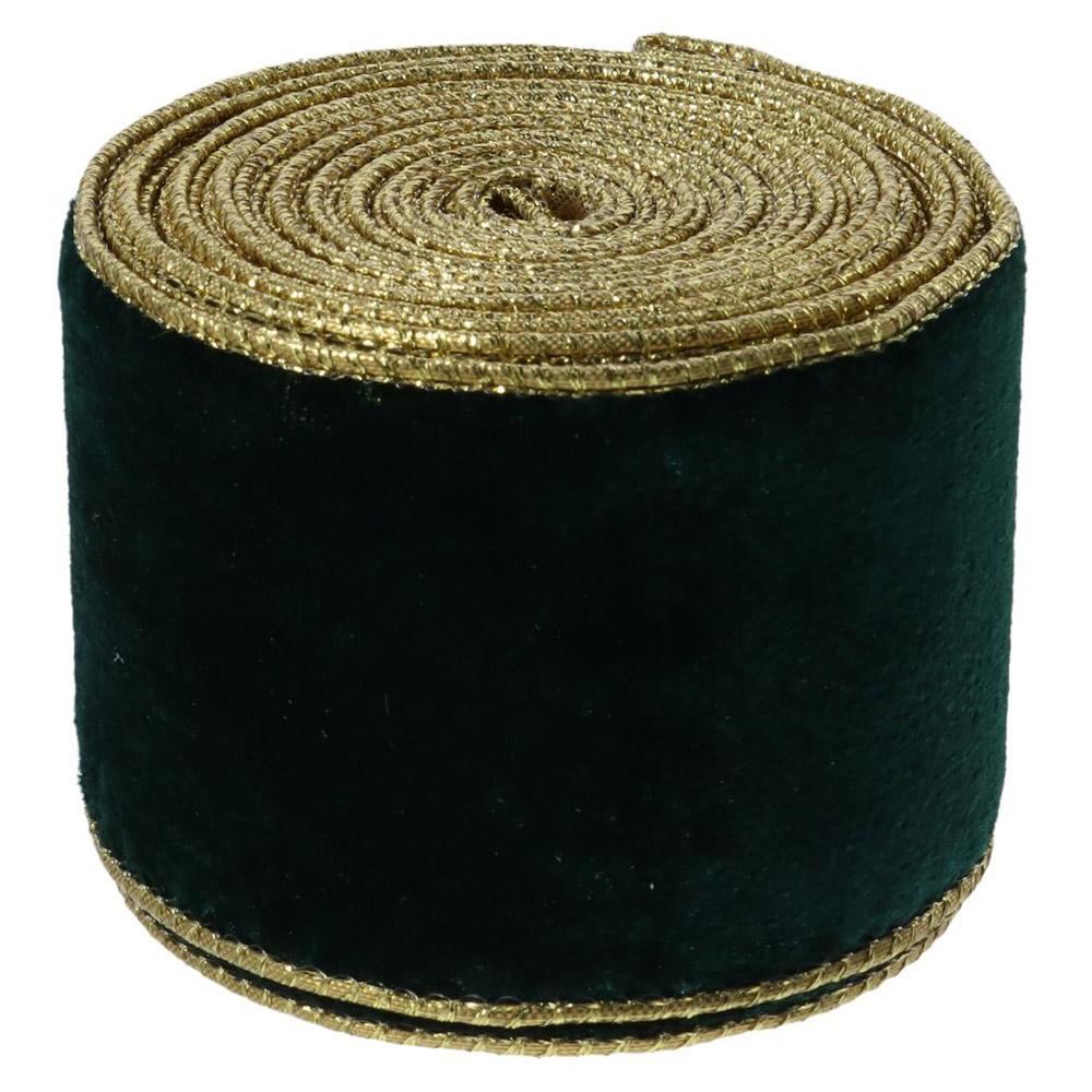 

10 Yards Golden Edge Velvet Ribbon 2.5 Inch Wide Velvet Golden Edge Ribbon Green Red Christmas Ribbon for Wedding зелёный