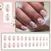 Square Press On Nail Flower Fake Nail Glues On Nail Artificial Acrylic Nail 12 Size 24pcs Stick On Nail for Women Girls
