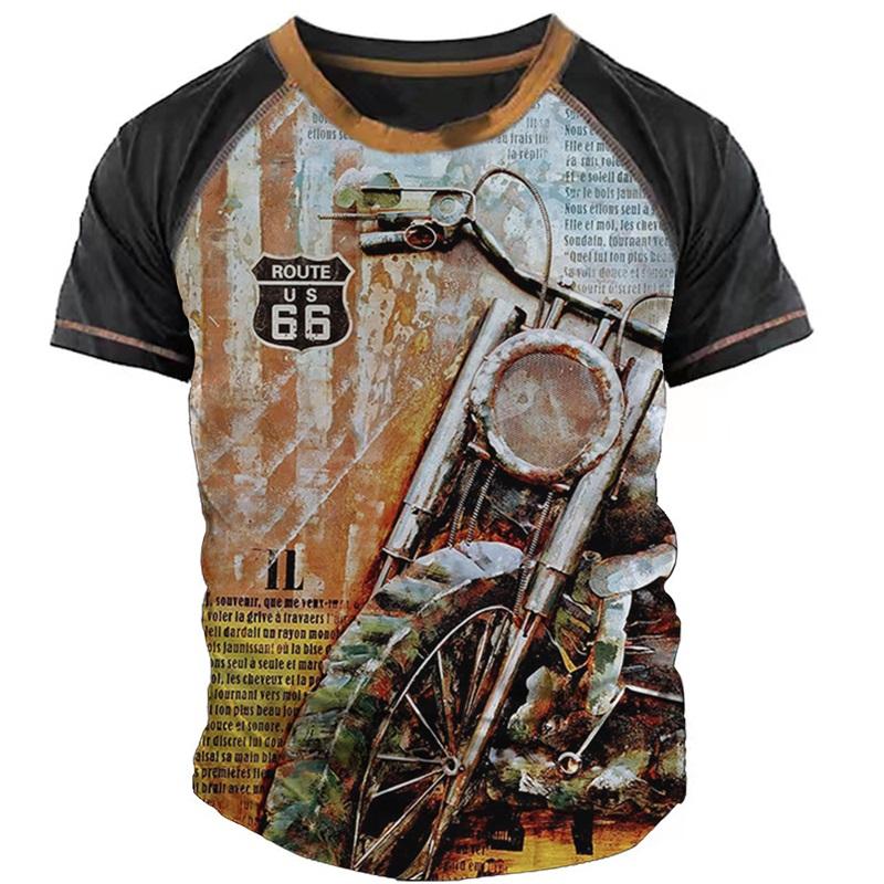 Vintage Motorcycle T Shirts For Men 3d Print Graphics T-shirts For Men Short Sleeve Male Motorcycle Shirts Tee Tops Streetwear