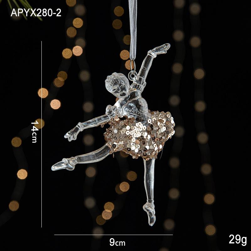 New Christmas Decoration Glitter Acrylic Ornament Transparent Snowflake Pendant for Xmas Tree Scene Decor Happy New Yeart