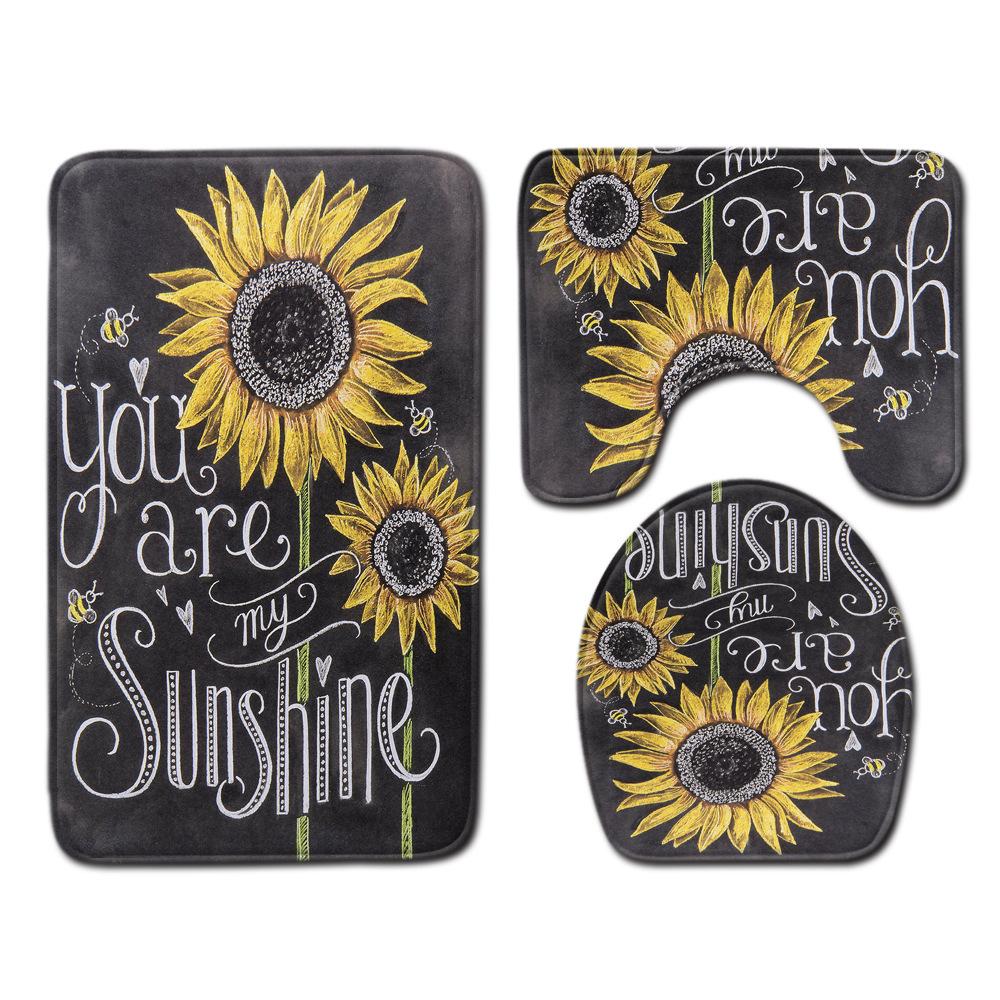 

Подсолнух Туалетный Трехкомпонентный Напольный Коврик Ванная Комната Трехкомпонентный Ковер Придверный Коврик 45cmx75cm