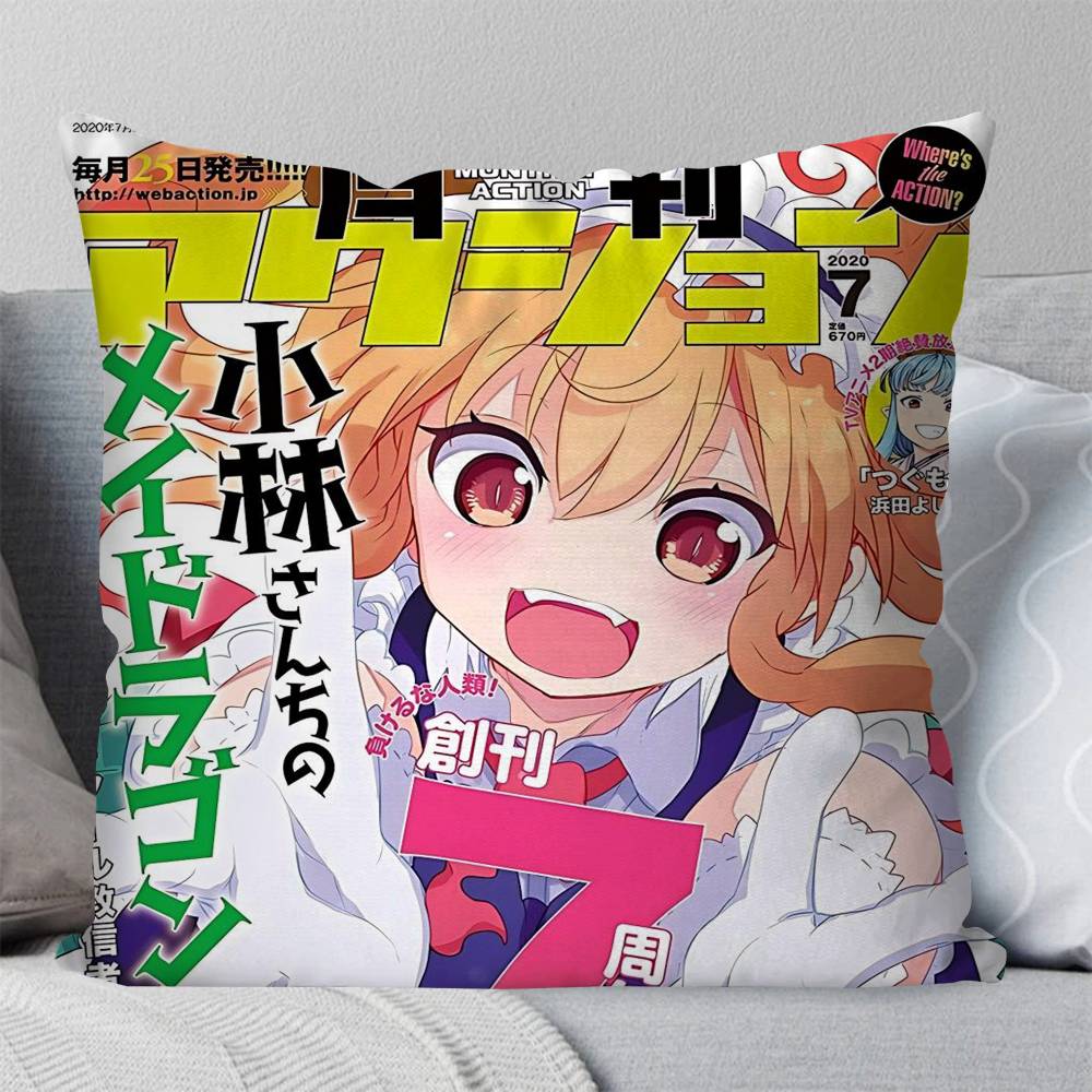 Miss Kobayashis Dragon Maid Anime Pillow Case Fashion Square Pillowcase Bedroom Sofa Room Ins Decoration Leisure 30cmx30cm