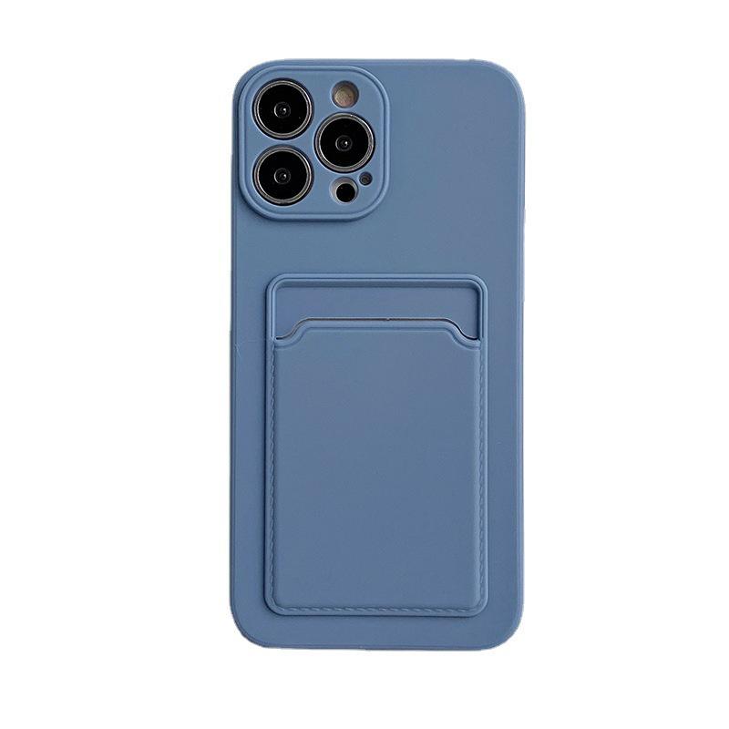 iPhone 16 Skin-Feel Card Holder Case - Pure Color, 13/15 Pro Max Slot, Protective Cover