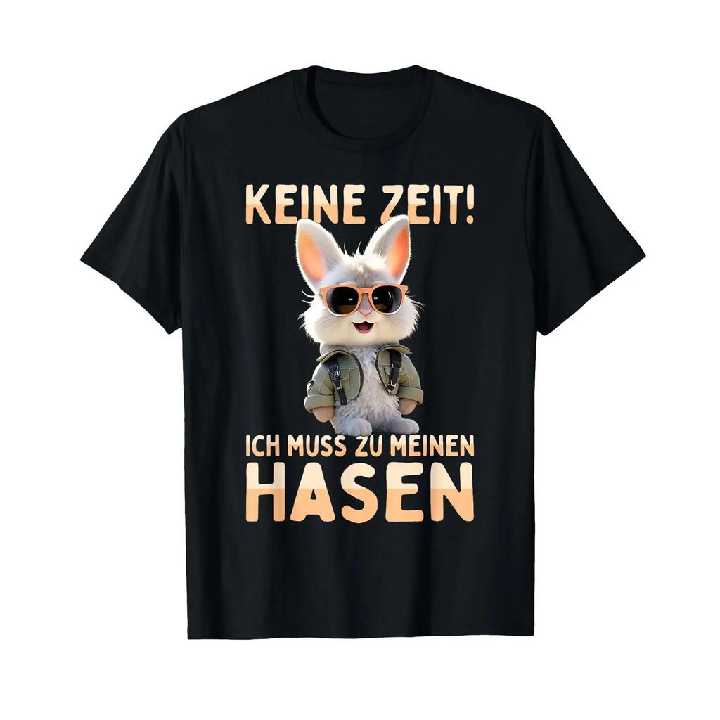 Rabbit Bunny No Time I Must Go To My Rabbits T Shirt Vintage Unisex Fashion Casual Comfortable Soft Streetwear Stretched