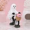 Hand Painted Resin Ghost Decor Halloween Riding Bicycle Figurine, Spooky Desk Shelf for Durable Window Display Home Entryway, Hand-Painted Creepy Cute