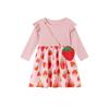 Girls' Long-Sleeved Round-Neck Dress, Spring and Autum Kidsren's Clothing, Cute Strawberry Kidsren's Princess Dress, Baby Casual Dress