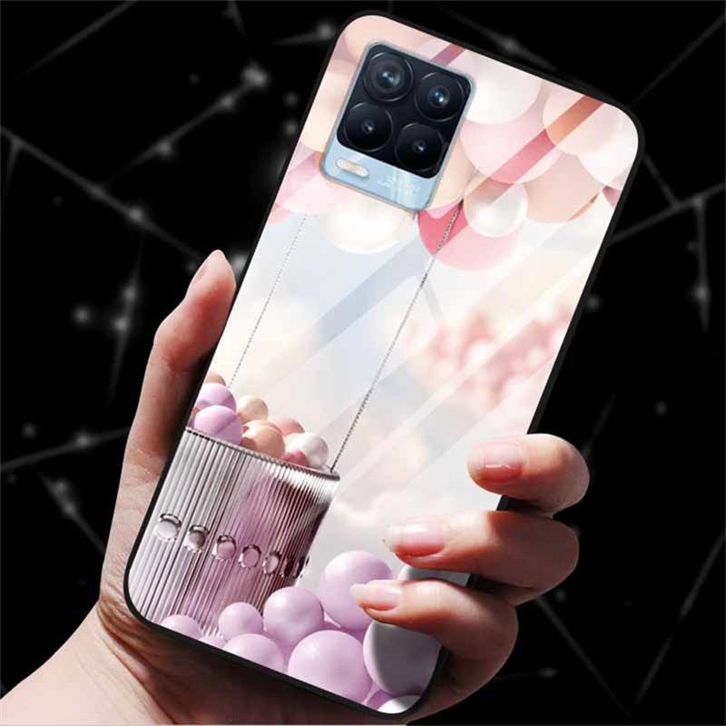 For Realme 8 Case Tempered Glass Hard Back Cover Case For Realme 8 5G 8i Realme 8 Pro Phone Case Cover Realme8 Pro Soft Bumper