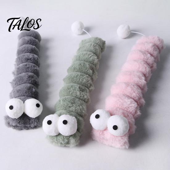 Cat Chew Toy Plush Caterpillar Toy, Stuffed Kitten Kicker with Tail Ball for Biting Kicking Shaking Fun Interactive