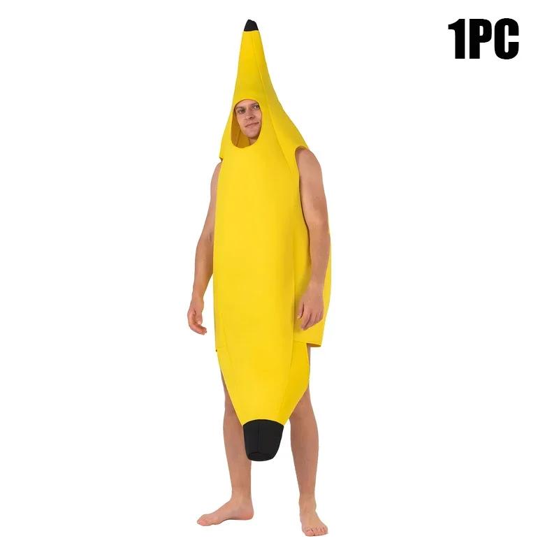 Kids Halloween Banana Costume Fruit Outfit Stage Performance Clothes Parent Child Matching Kindergarten Role Play Decoration