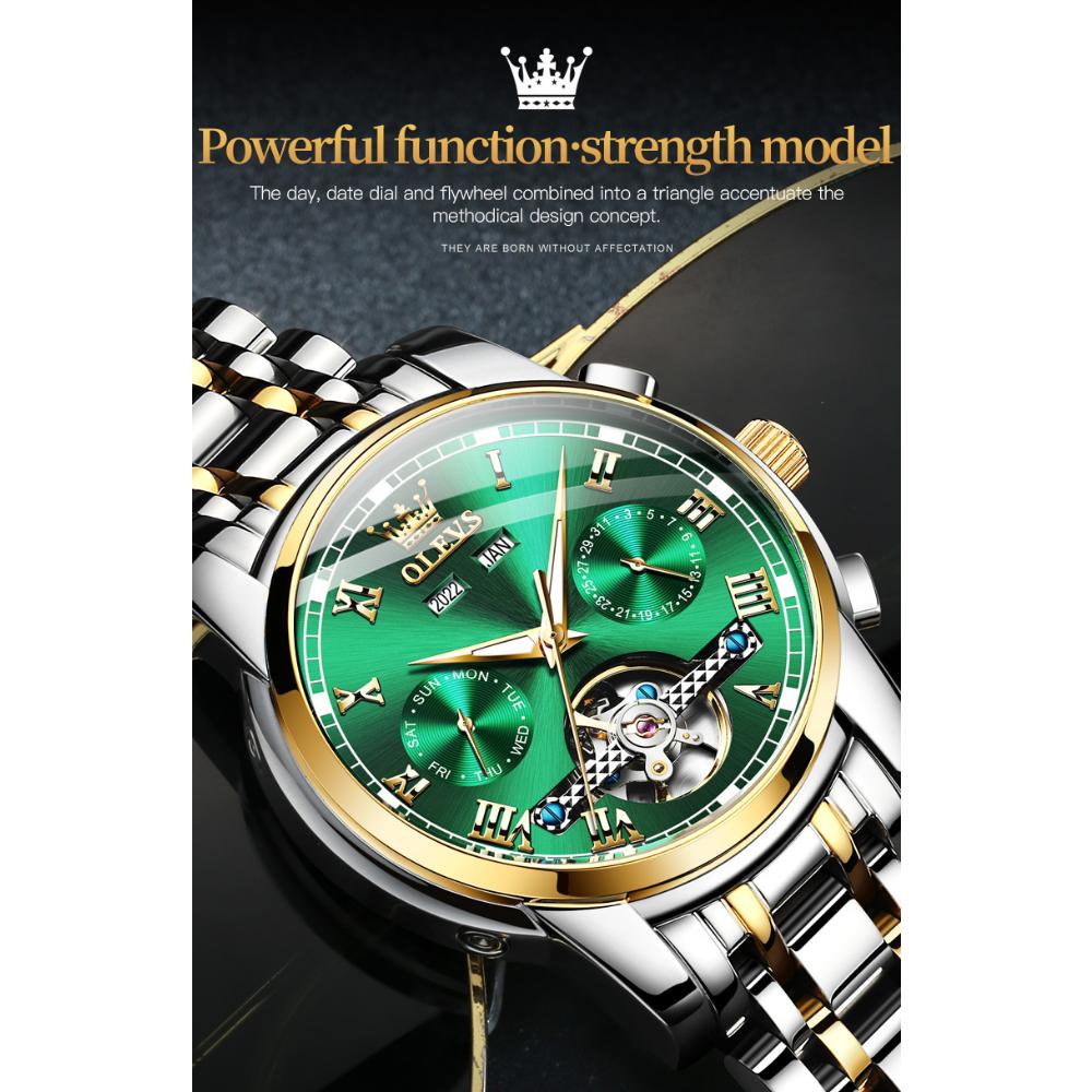 OLEVS Neue Uhr Automatische mechanische Uhr Multifunktions-Herrenuhr mit großem Zifferblatt