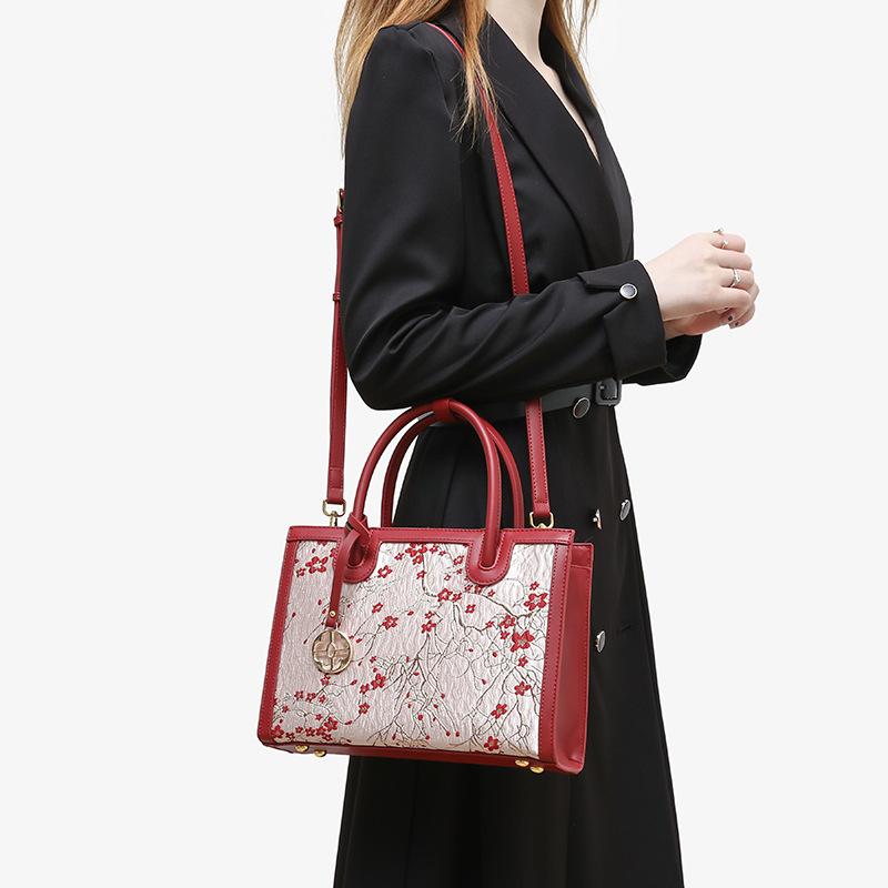 New Fashionable Chinese Style Floral Shoulder Bag 2024 Autumn/Winter Trendy Large Capacity Casual Simple Tote Handbag