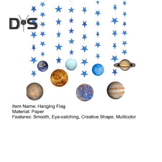 1 Set langlebige Planeten-Hängeflagge mit Glitzersternen, auffälliger Banner-Anhänger mit Sternenhimmel-Motiv, Geburtstagsparty-Dekor