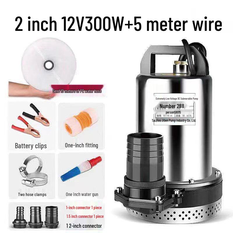 DC Submersible Water Pump for Vegetables and Farming, Compatible with 12V-60V Battery or Electric Vehicle