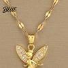 Flower Shape Necklace Women Fairy Pendant Rhinestone Decor Adjustable Chain