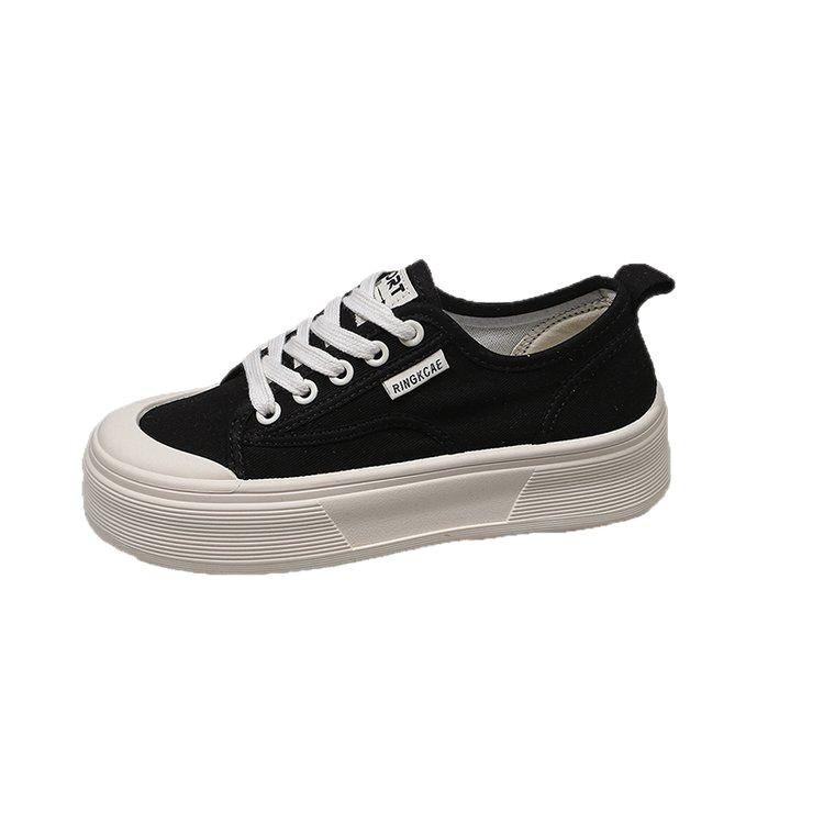 Platform canvas shoes spring new versatile height increase casual sports board shoes breathable white shoes biscuit shoes women