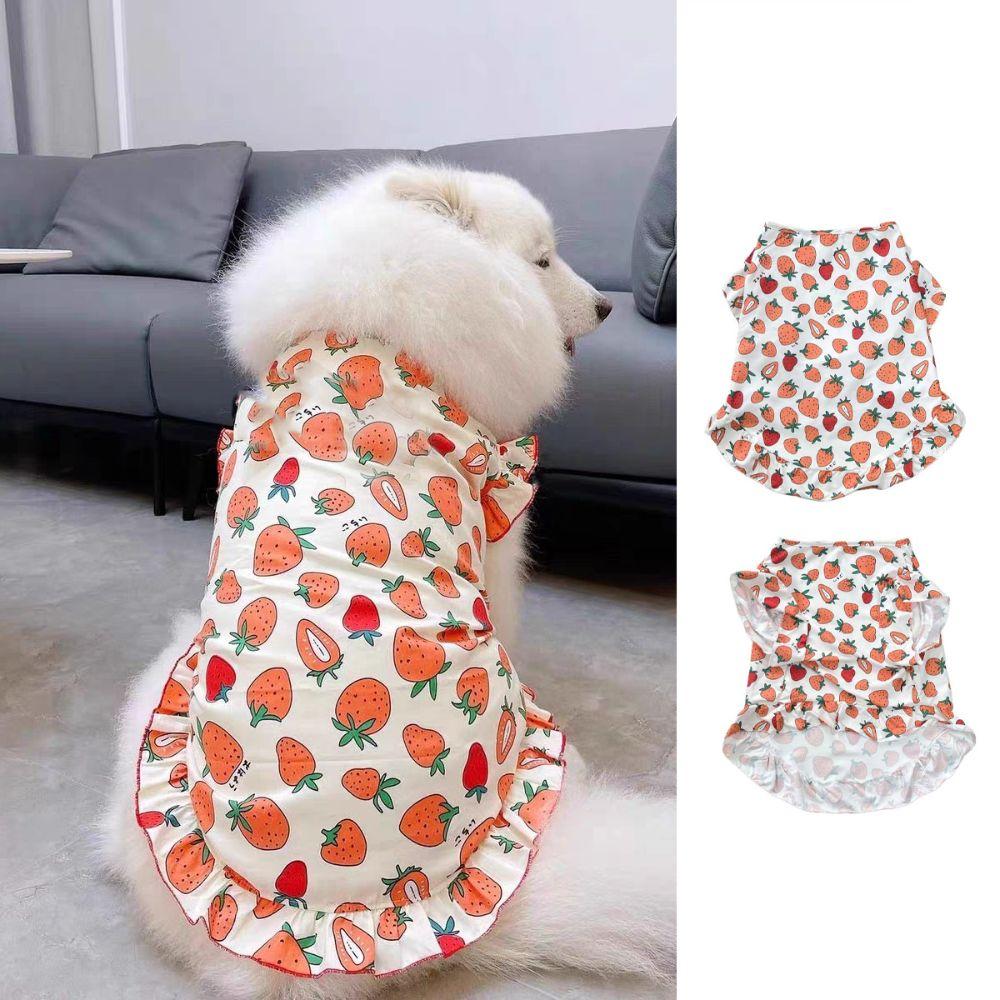 Breathable Dog Costumes Strawberry Print Puppy Cat Clothes Dog Cute Vest Top  For Dogs Puppy Cats