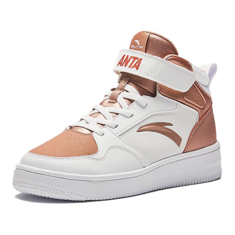 Anta Comfortable Versatile Wear-Resistant High-Top Kids Skate Shoes Kids Sneakers Platinum A22438004-2