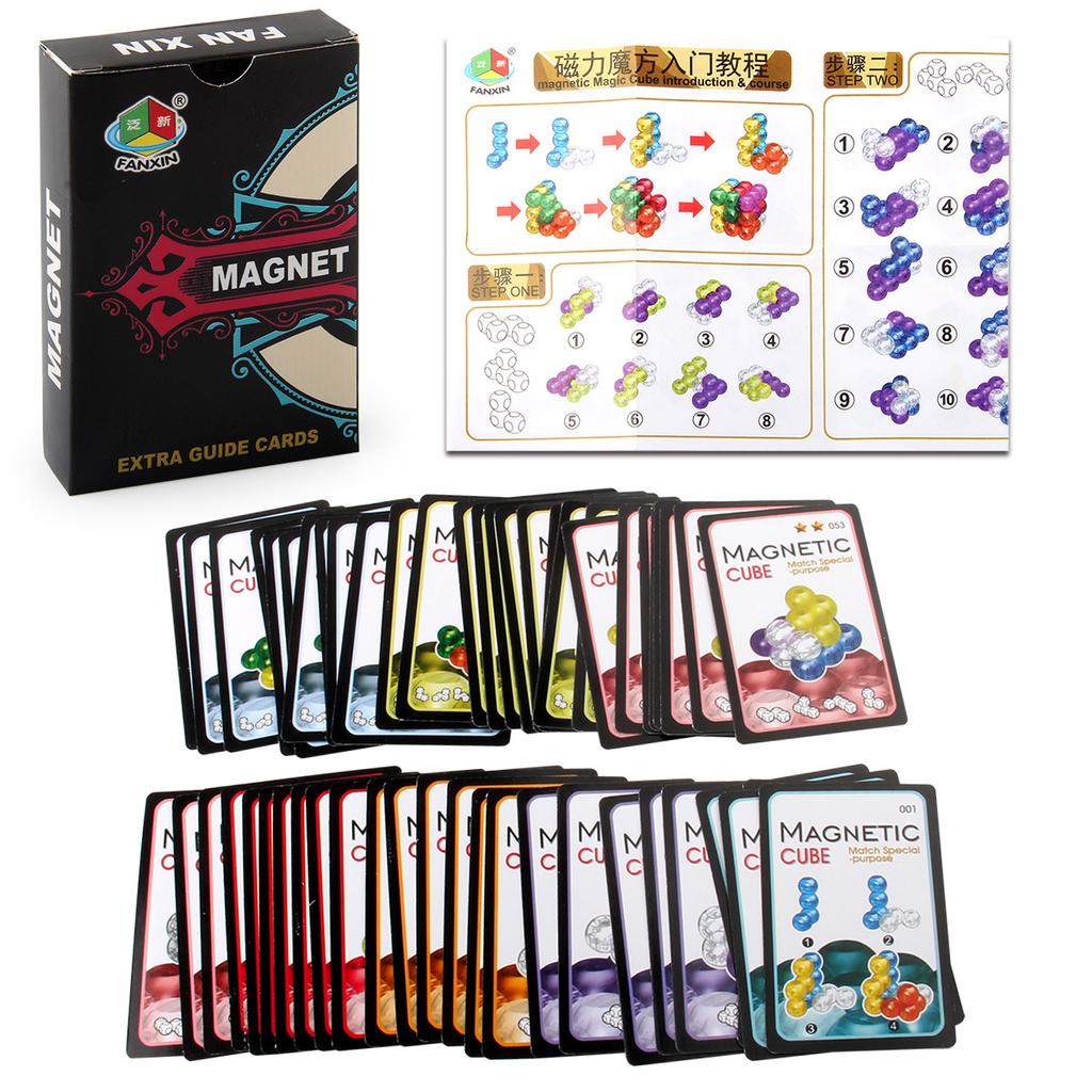 Dětské DIY kreativní stavební bloky třetího řádu s magnetickými kuličkami 6 cm, trojrozměrné magnetické stavební bloky Rubikova kostka s návodem, dárková hračka