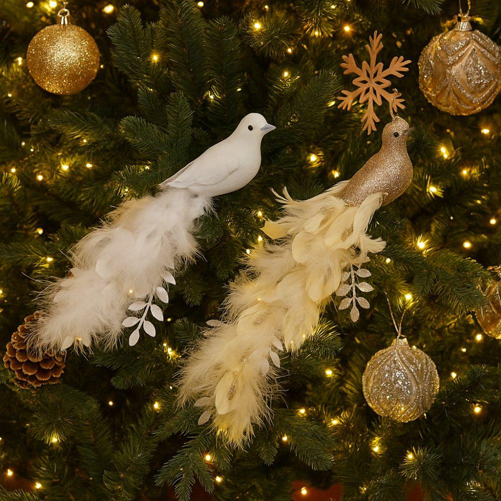 Long Tail Artificial Peafowl Ornaments Glimmering Feather Peacock Bird Figurine  Holiday Display