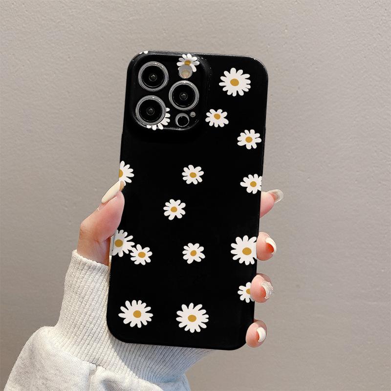 

Minimally Designed Black Daisy Phone Case for IPhone 15, Protective Case for Apple 14promax, with A Niche and High-end Feel For iPhone 17PROMAX