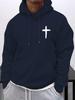New Autumn and Winter Men's and Women's Hooded Sweatshirt with Cross Letter Print, Drawstring and Kangaroo Pocket