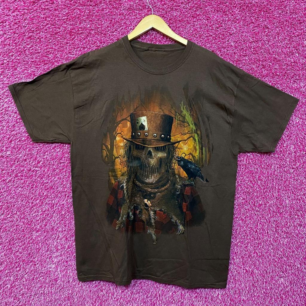 Krähe Horror Braun T-Shirt Größe Extra Groß