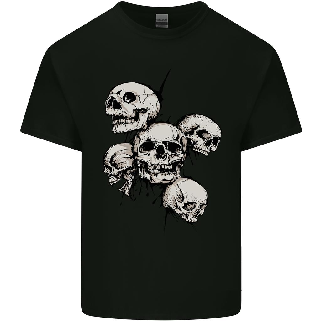 5 Skulls Demons Biker Gothic Heavy Metal Unisexs Light Cotton TShirt