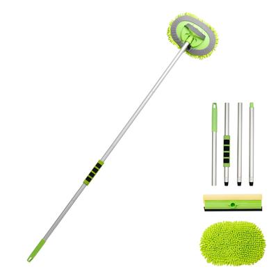 Omsper Mopa para Lavado de Coche con 160cm Ajustable Desmontable Set para Lavado de Coche con Escurridor de Tres Longitudes y Esponja Absorbente Removible para Lavado de Coche para Arañazos Neumático