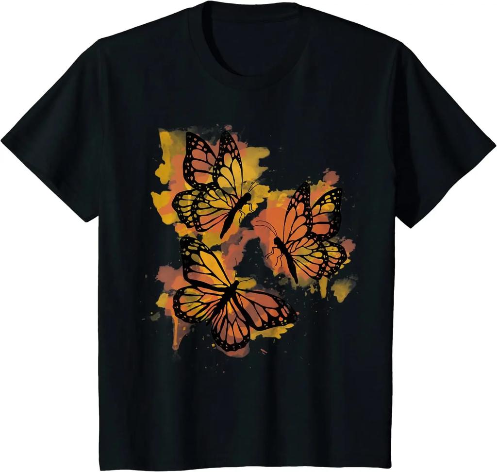 Watercolor Colourful Butterfly Men Women T-Shirt Graphic T Shirts Casual Cotton Daily Four Seasons Shirts for Men Summer