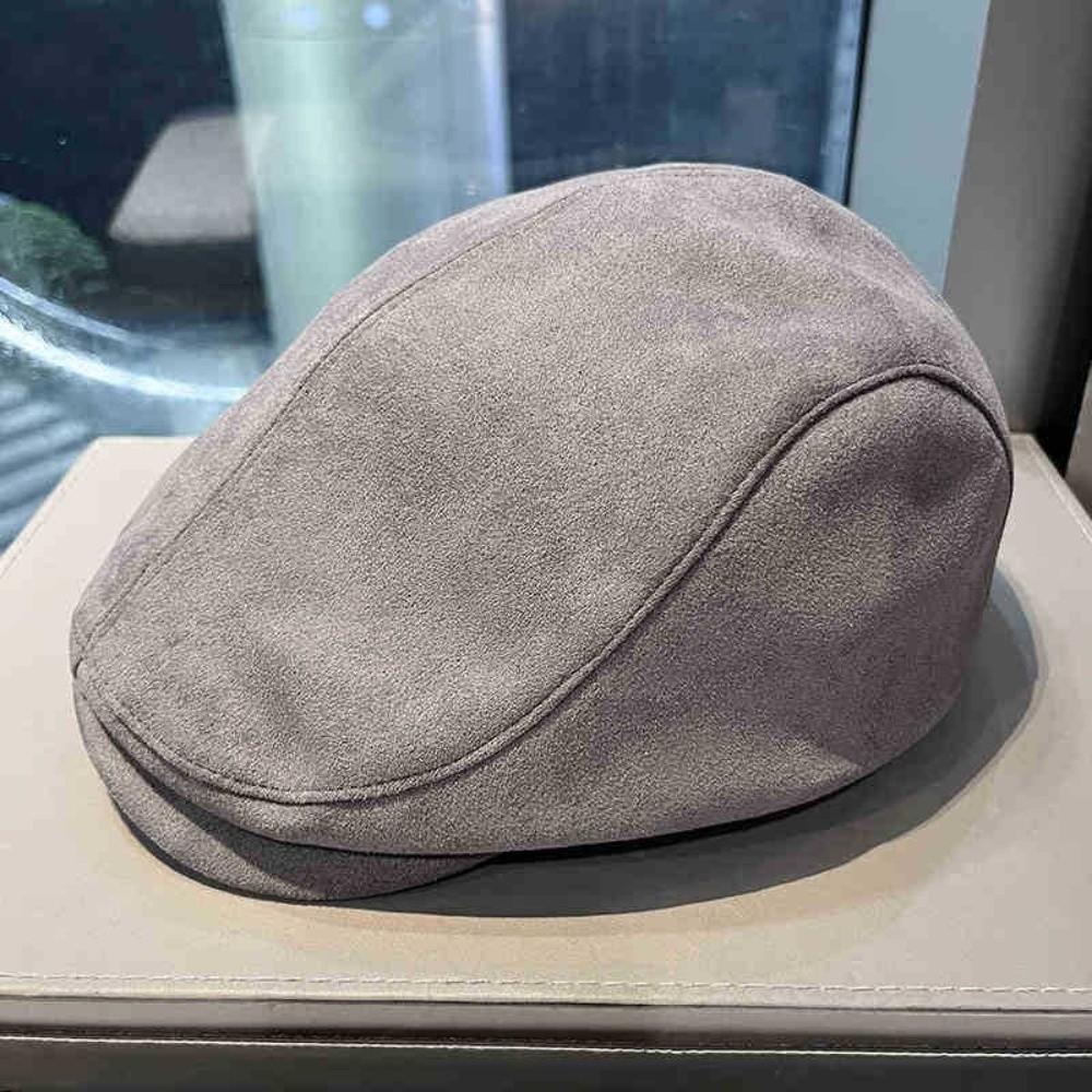 Vintage Style Suede Newsboy Cap Warm Retro Flat Cap Unisex Winter Forward Hat Daily