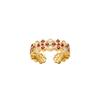 24K Gold Plated Zirconia Flower Ring - Vintage Style Adjustable Hand Jewelry for Women
