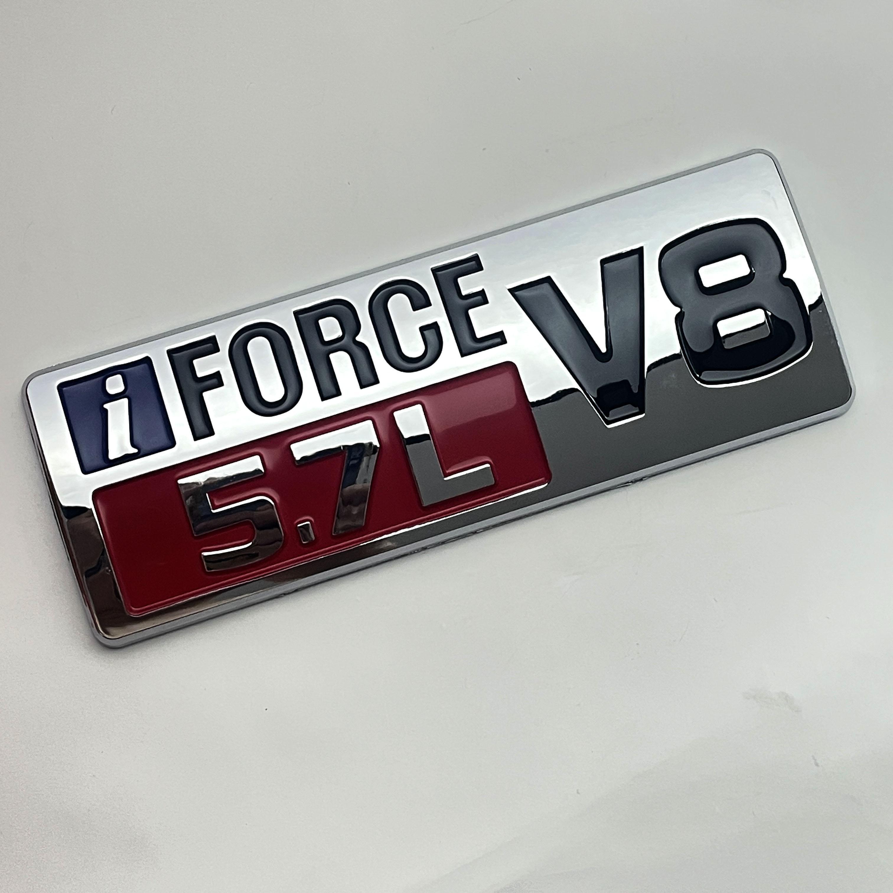 

3D i Force V8 5.7L car Emblem Badge Sticker Suitable for Prado Highlander Venza Hiace Previa Sequqia Trunk Body Sticker Emblem Decoration Accessories Silver Red