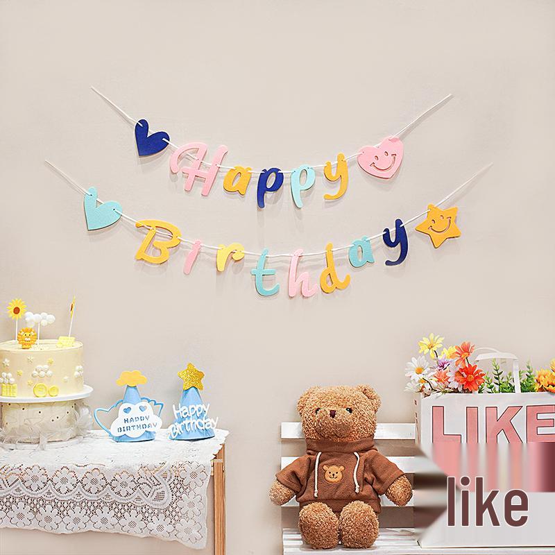 Birthday Pull Flag Banner for Baby Party Decorations - Boy & Girl Pennant