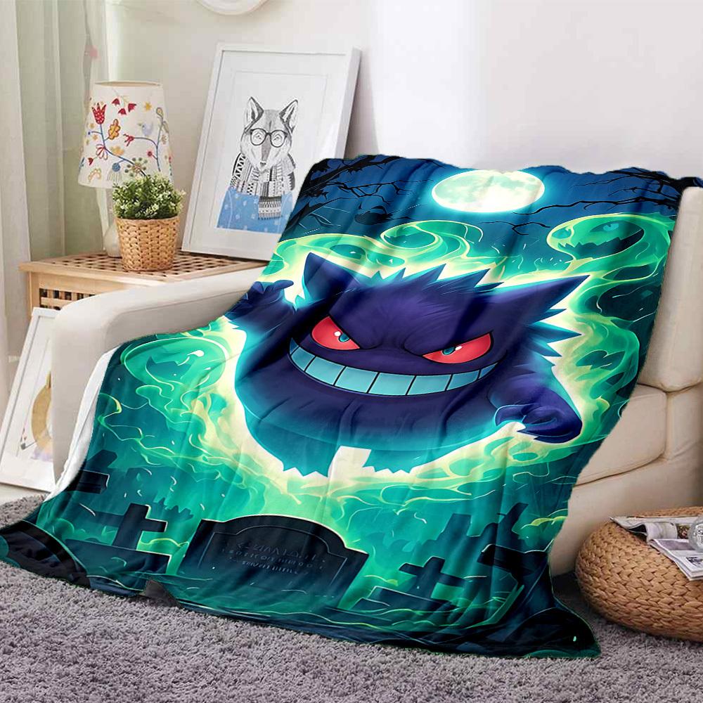 1pc Ghostly Pokémon Blanket Lightweight Flannel Blanket Throw Blanket For Sofa, Bed, Travel, Camping, Livingroom, Office, Couch