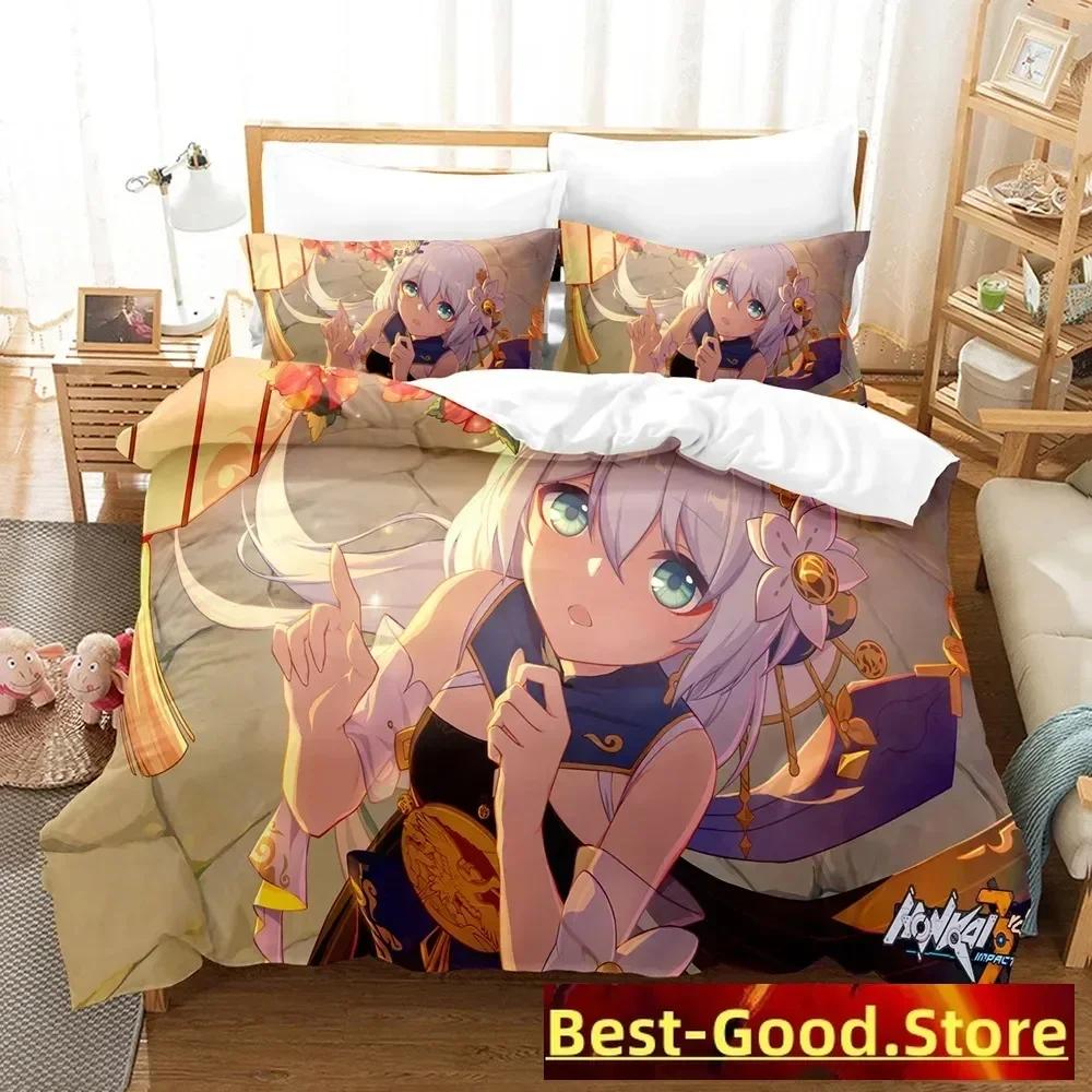 Honkai Impact 3 Bedding Set Printed Bed Set With Pillowcase Bed Duvet Cover Soft Single Double Queen Super King Size Bedroom