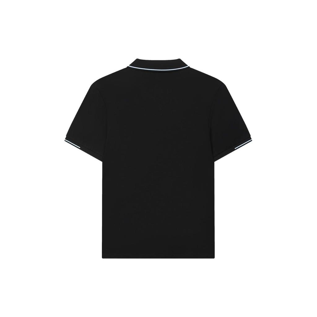 Fila Einfarbige lässige Strick-Poloshirts Herren Oberteile Schwarz F11M332102A-BK