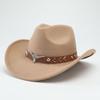 Nuevos Sombreros de Vaquero Occidental Fieltro de Lana para Hombre y Mujer Moda Actual Elegante y Versátil Ala Curva Cabeza de Toro Gorras de Jazz