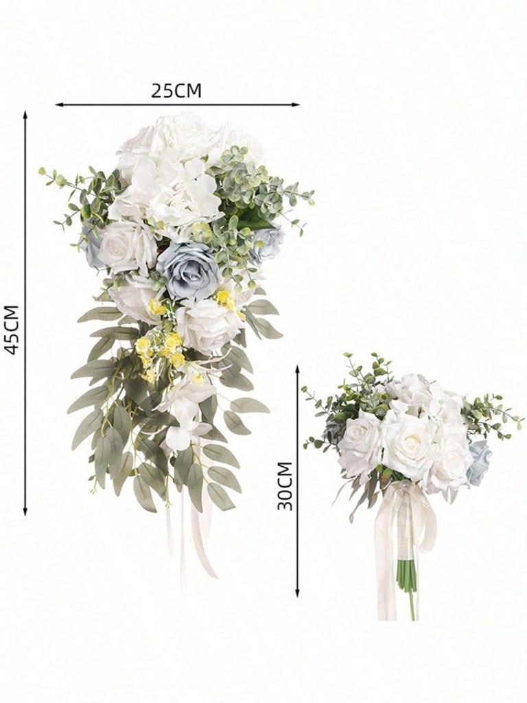 Buquê de noiva Buquês de casamento em cascata para noiva Buquês de noiva artificiais para cerimônia de casamento e aniversário Decoração de dia dos namorados