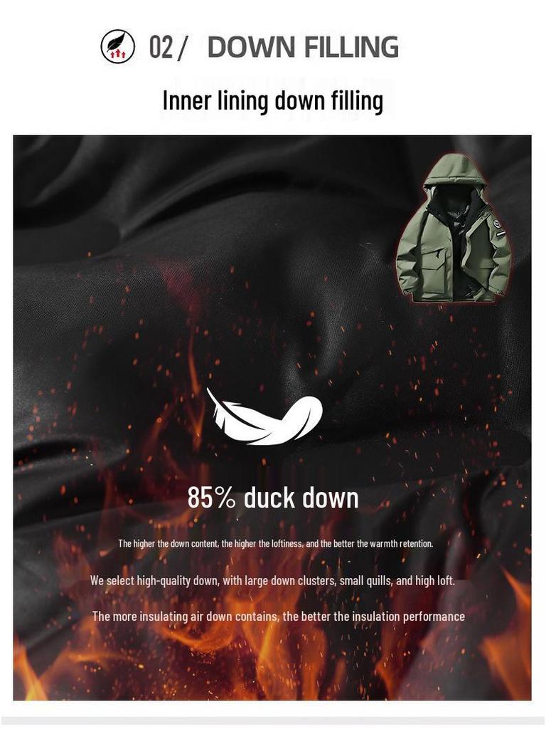 Men's Plus Size Hooded Padded Down Jacket - Fleece Lined, Thick, Warm, and Cold Resistant Winter Coat