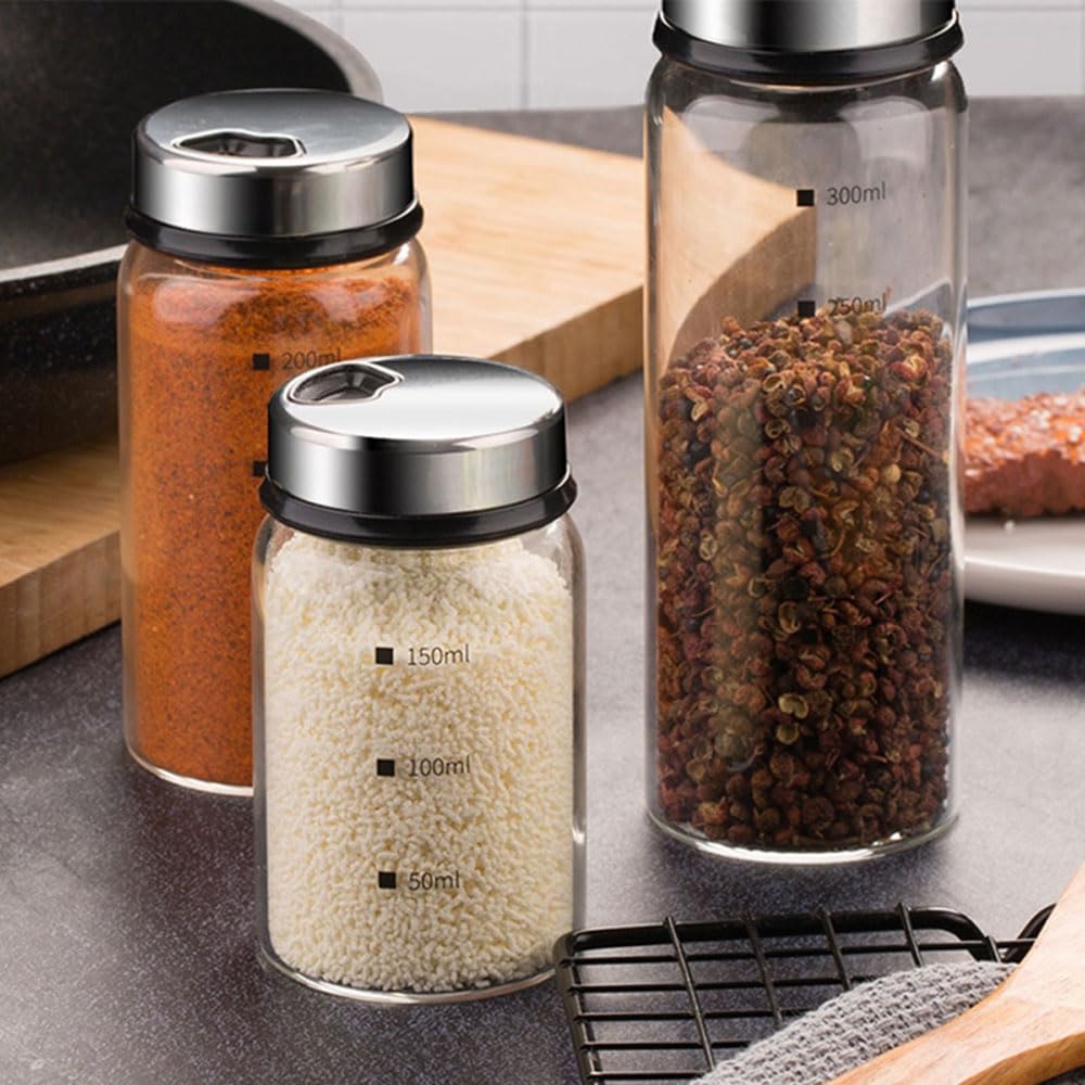 Glass Condiment Potato Sugar Spice Pepper Removable Lid for Easy Set of 2 for Kitchen Use Heat-Resistant Containers, Sugar, Salt, Starch, Pot, Shaker,