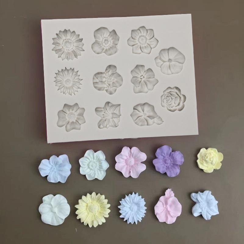 Rose Flower Series Silicone Mold Fondant Cake Chocolate Mold Cake Decoration Mold Flower Shape Handmade Soap Silicone Mold